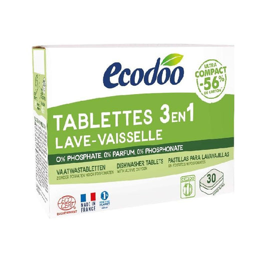 Ecodoo 3 em 1 Comprimidos para máquina de lavar louça 30 x 12 g