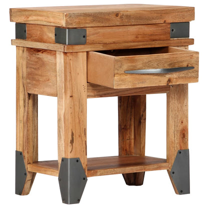 Mesita De Noche De Madera Maciza De Acacia 40x30x51 Cm_2