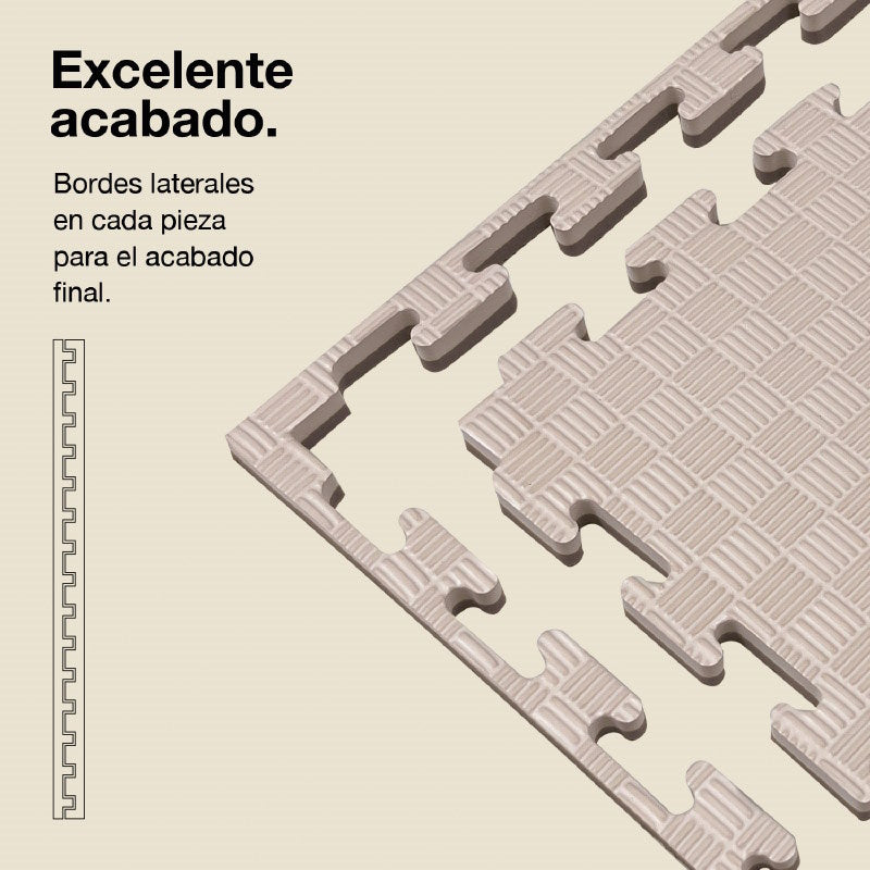 Jowy Tatami Puzzle 2cm 100x100cm, Pack 4 Unidades – Superficie 5 Líneas Gris/blanco_2