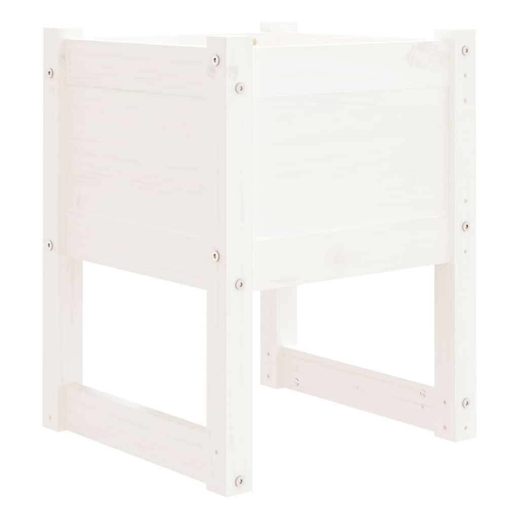 Jardinera 2 Unidades Madera Maciza De Pino Blanco 40x40x52,5 Cm_3