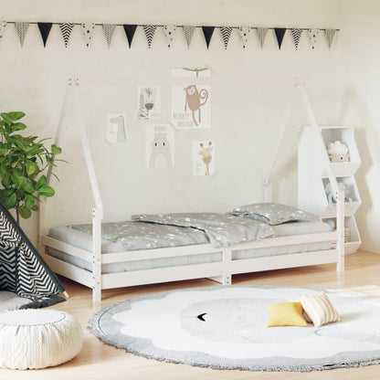 Vidaxl Estructura De Cama Para Niños Madera De Pino Blanco 90x190 Cm_1