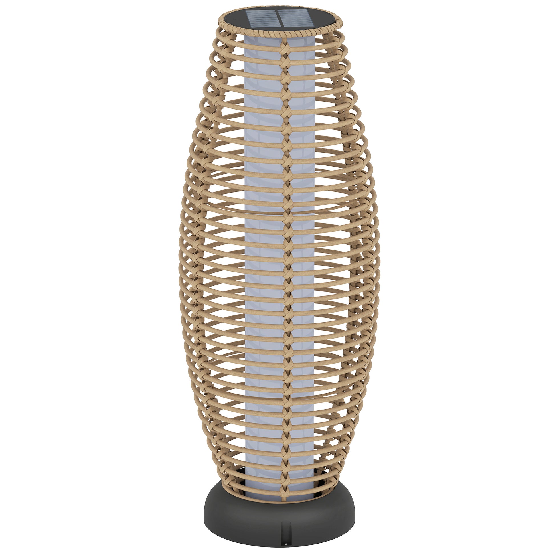 Outsunny Linterna De Jardín De Ratán Sintético Con Luces Led Ø26x72 Cm Natural_0