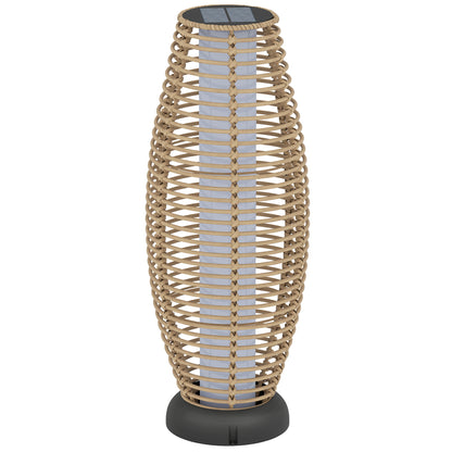 Outsunny Linterna De Jardín De Ratán Sintético Con Luces Led Ø26x72 Cm Natural_0