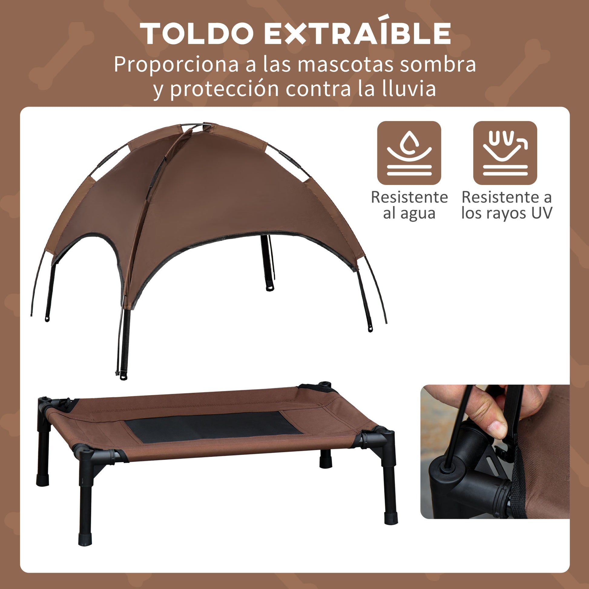 Pawhut Cama Para Mascotas Con Carpa Impermeable Para Perro Gato Exterior_5
