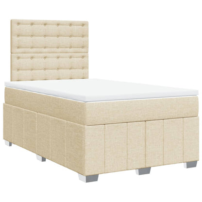 Cama Box Spring Con Colchón Tela Color Crema 120x200 Cm / Vetonek_2