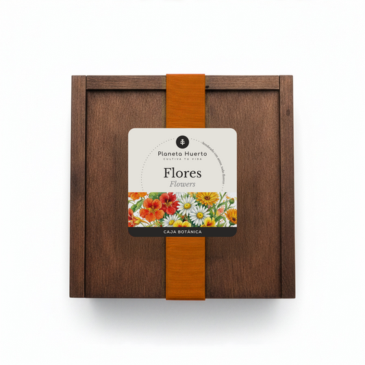 Kit de Cultivo de Flores en Caja de Madera – Regalo Original Planeta Huerto