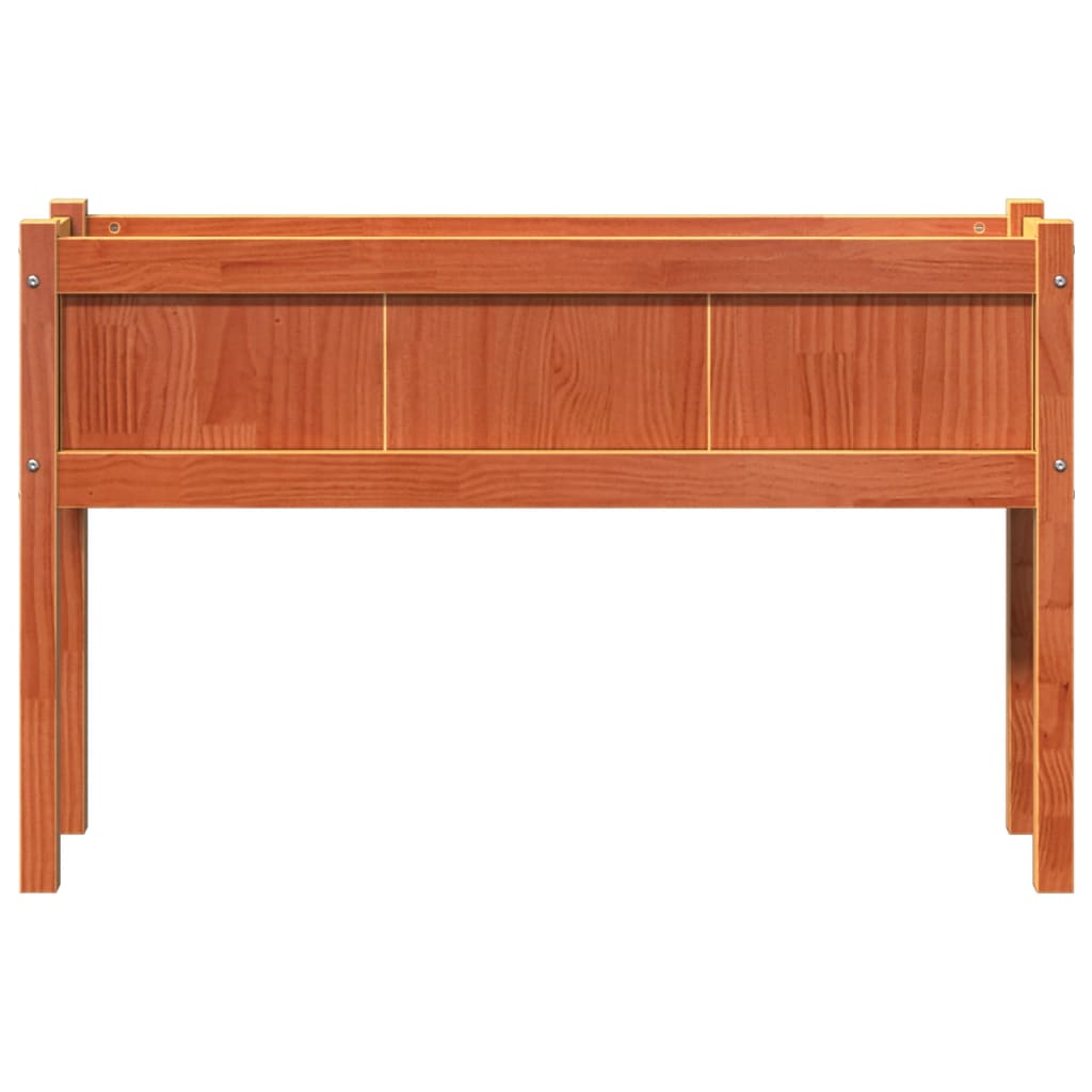 Jardinera Con Patas Madera Maciza Pino Marrón Cera 110x31x70 Cm_4