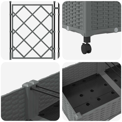 Jardinera Con Enrejado Y Ruedas 3 Uds. Gris Claro_4