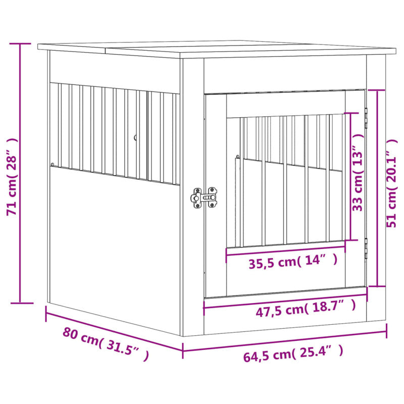 Jaula Para Perros Estilo Mueble Blanco 64,5x80x71 Cm Material De Madera_2