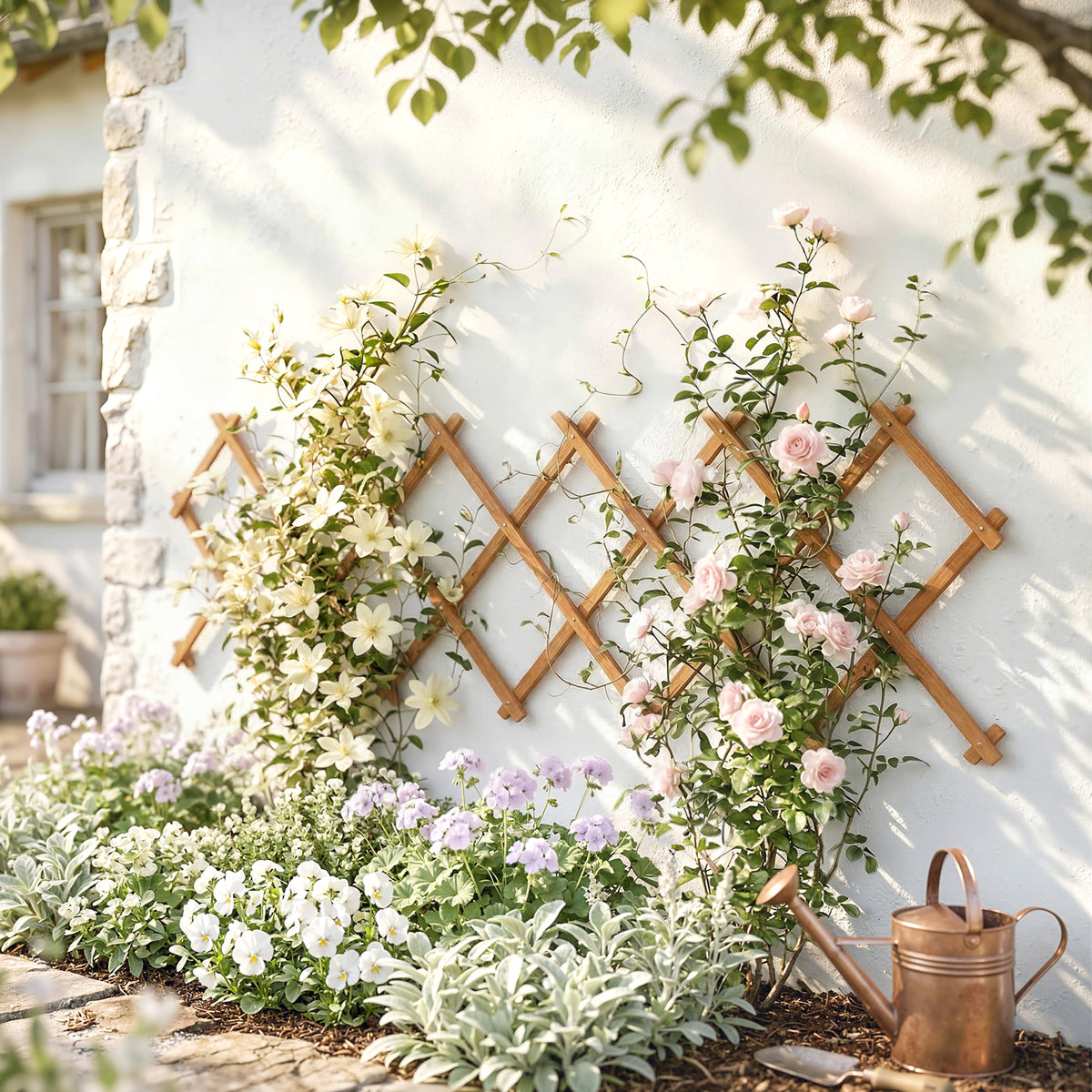 Outsunny Enrejado De Jardín De Madera Extensible 180x60 Cm Marrón Claro_1