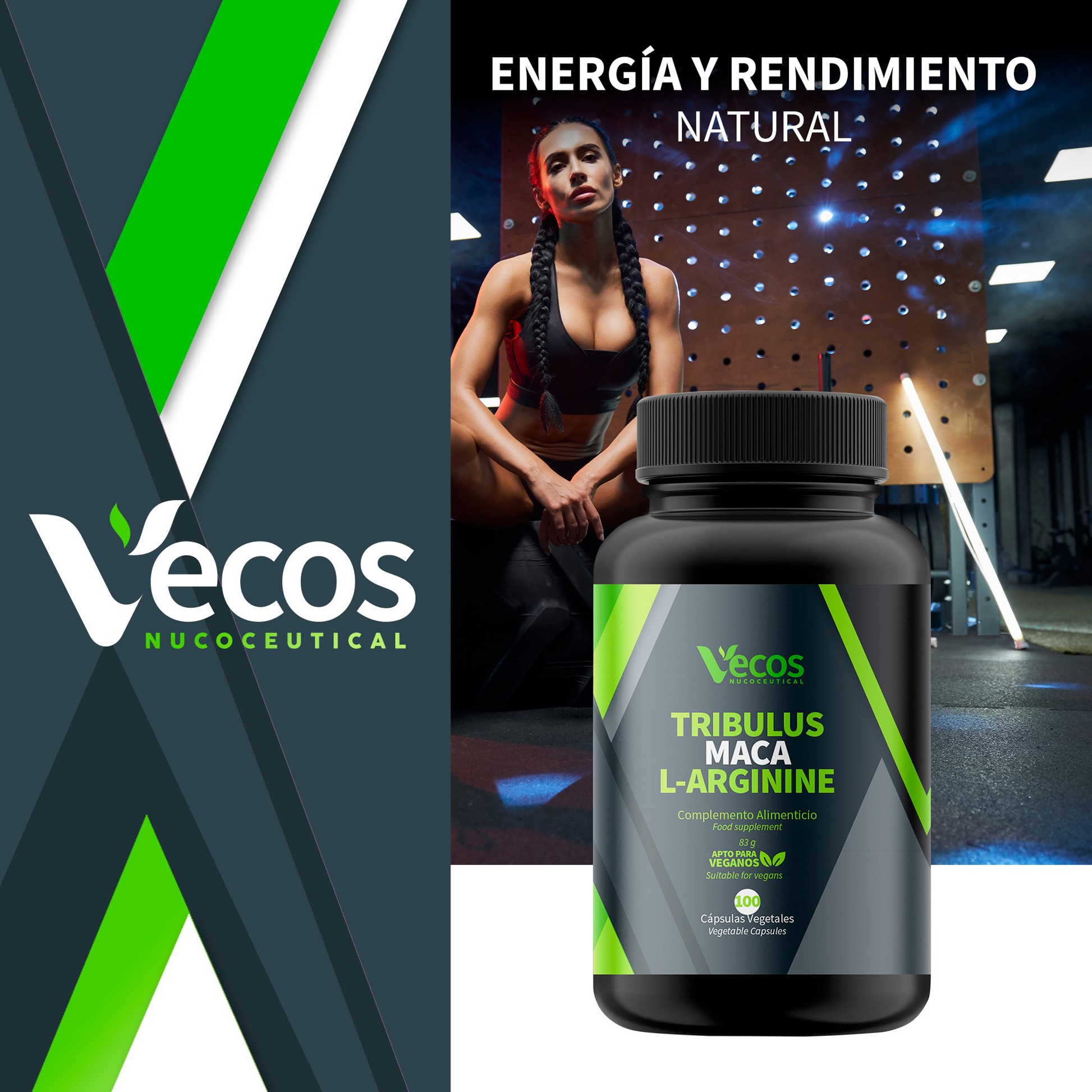 Tribulus + Maca + L-arginina Vecos 100 Cápsulas | Rendimiento, Energía Y Libido Masculina_1