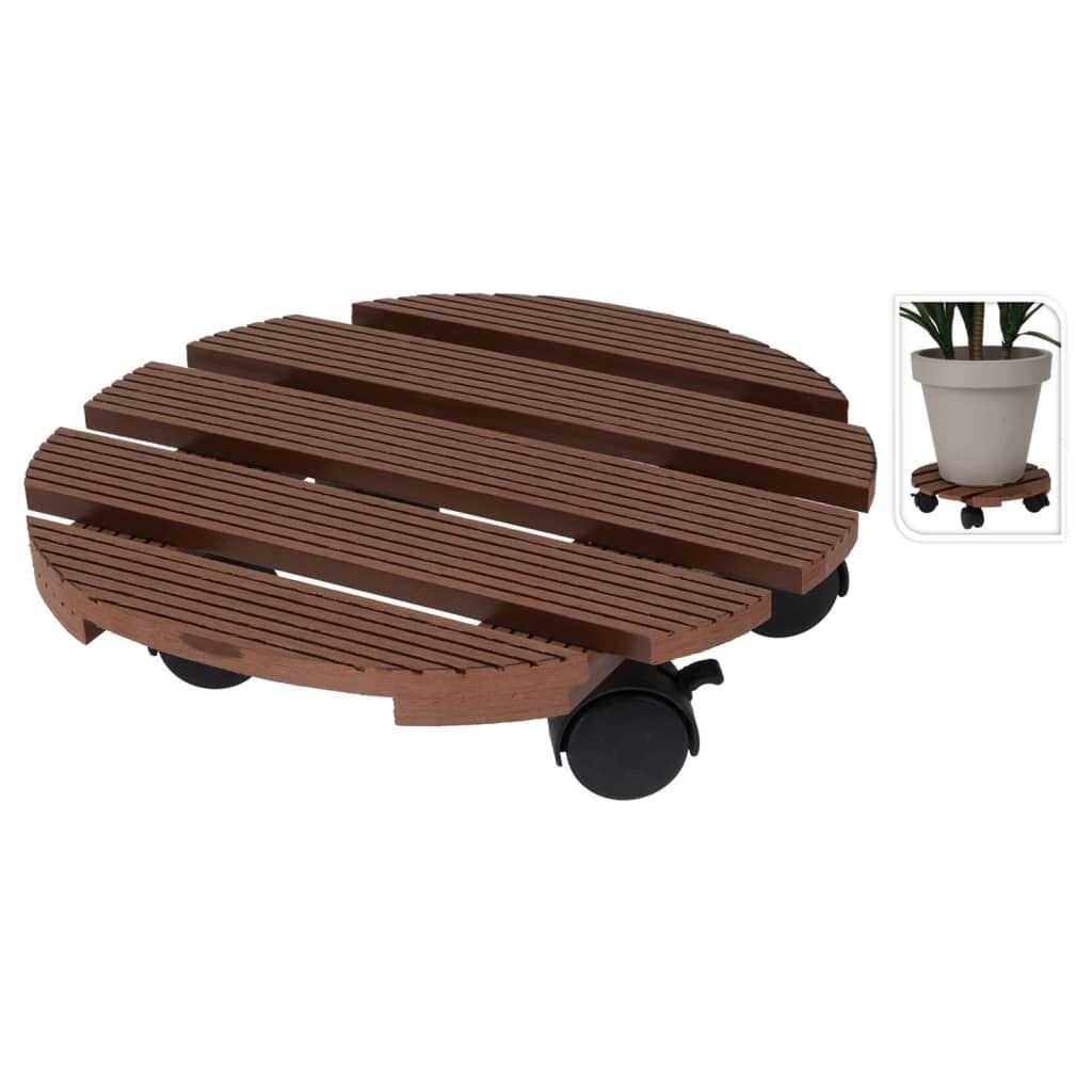 Progarden Soporte Con Ruedas Para Plantas Redondo Marrón 29 Cm_0