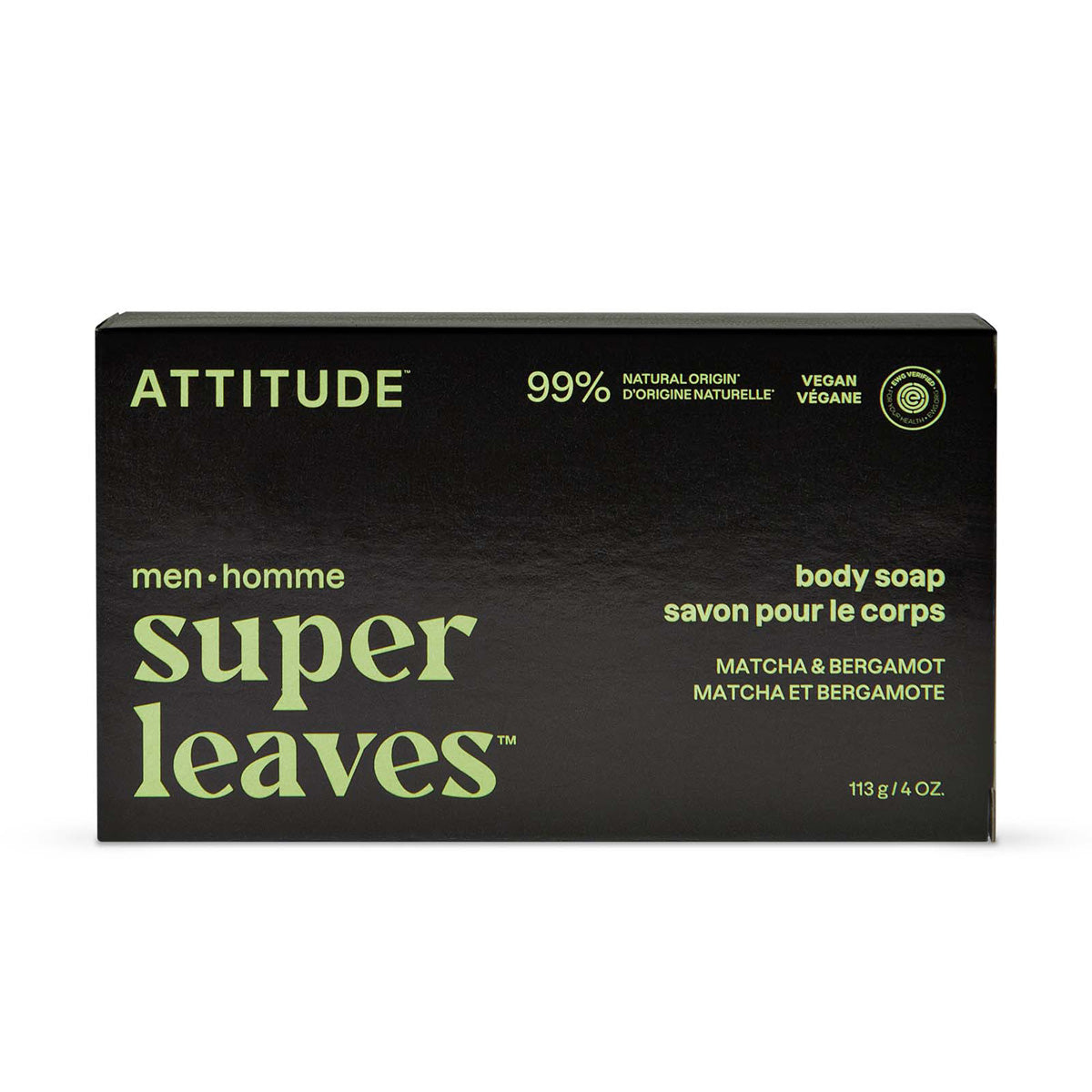 Sabonete Corporal Sólido Super Leaves Men Matcha e Bergamota 113 g