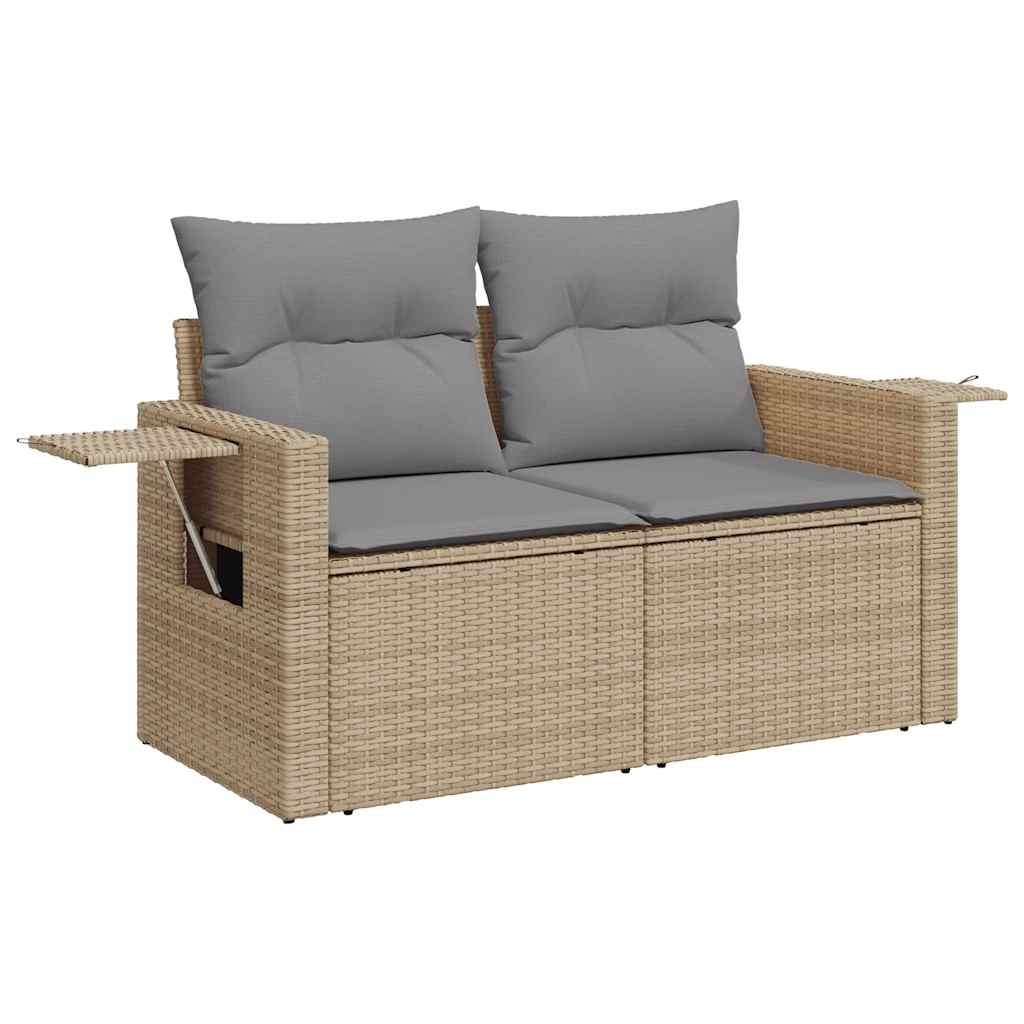 Set Sofás De Jardín 7 Piezas Y Cojines Ratán Sintético Beige / Vetonek_0