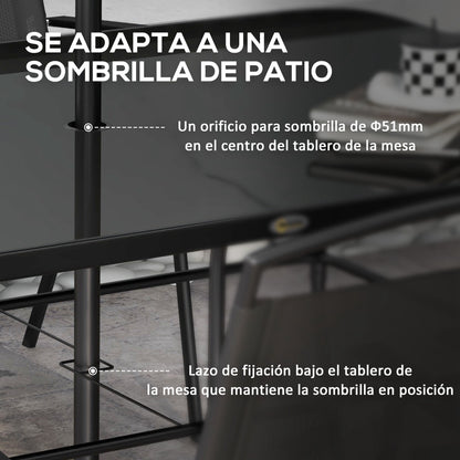 Outsunny Conjunto De Comedor De Exterior Con 6 Sillas Plegables Negro_3