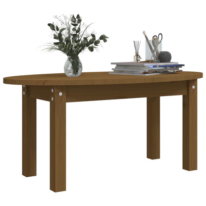 Mesa De Centro Madera Maciza De Pino Marrón Miel 80x40x35 Cm_2
