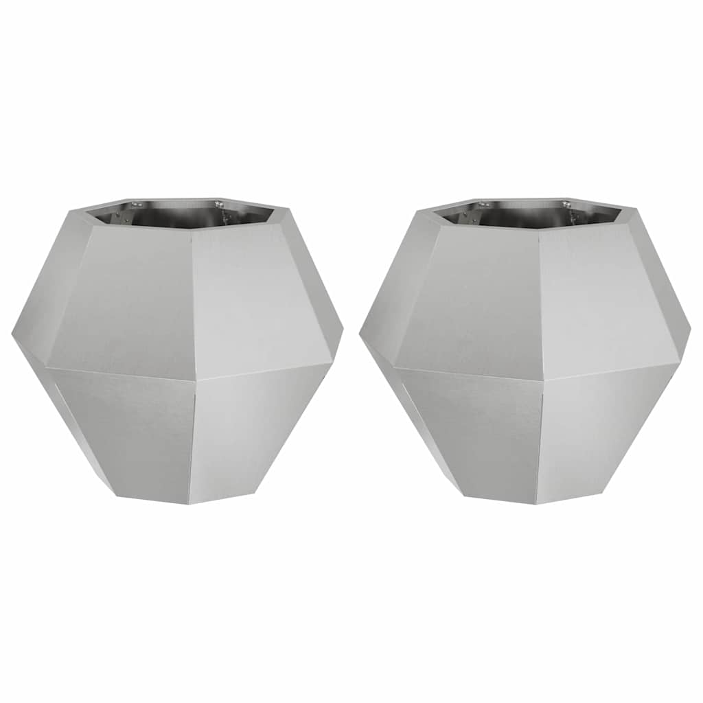 Jardinera 2 Uds. Plateado 50 X 50 X 40 Cm Acero Inoxidable_0