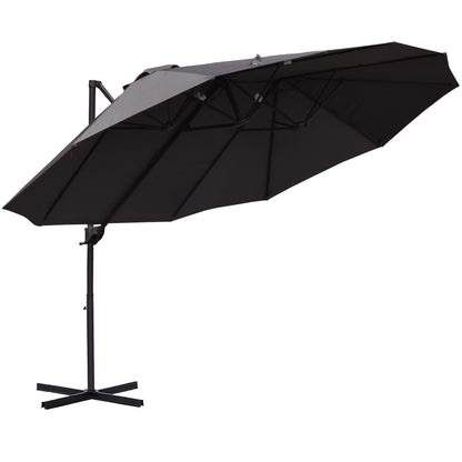 Outsunny Parasol De Jardín Doble Con Manivela 270x445x260 Cm Gris_0