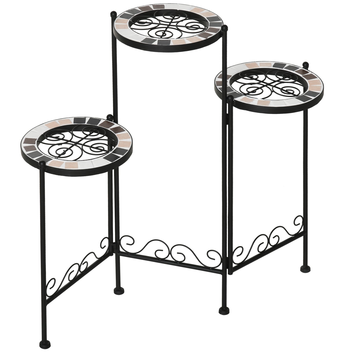 Outsunny Soporte Metal Para Plantas Mecetas Plegable Con 3 Estantes 60x22x65 Cm_0