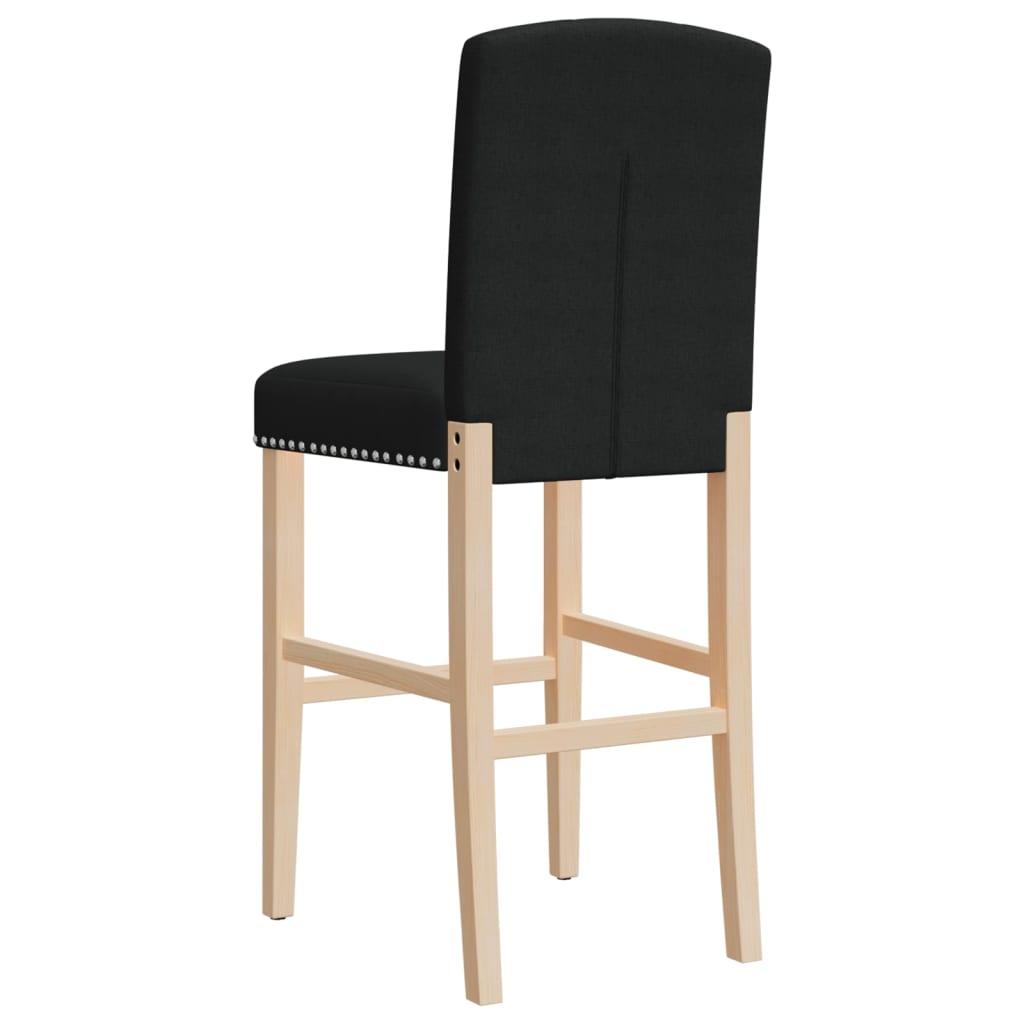 Taburetes Altos 2 Uds Madera Maciza De Caucho Y Tela_5