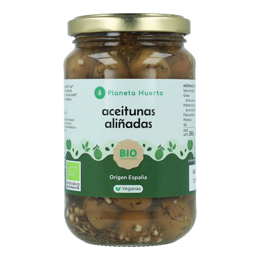 Azeitonas Verdes Temperadas Eco Planeta Huerto 390g