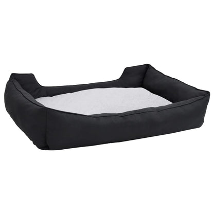 Vidaxl Cama De Perro Felpa Apariencia De Lino Negra Y Blanca_4