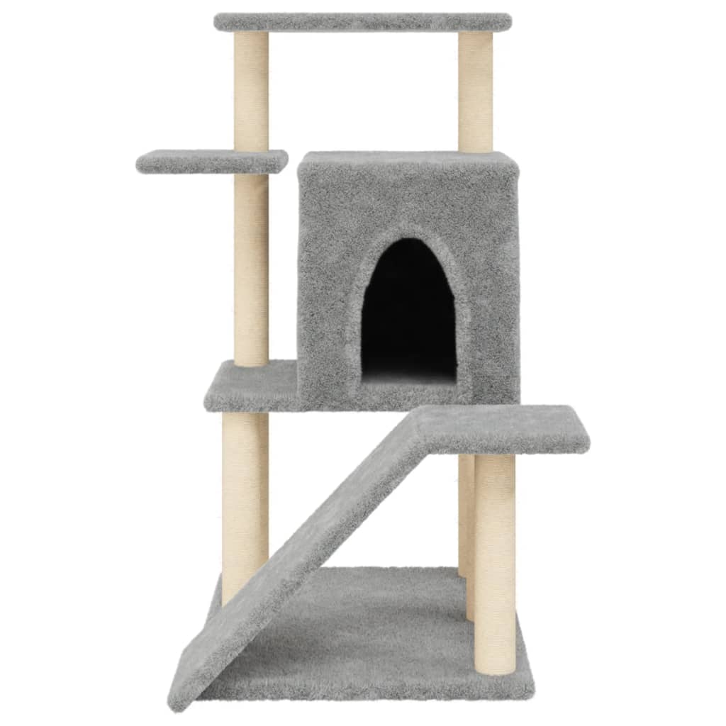 Rascador Para Gatos Con Postes De Sisal Gris Claro 97 Cm_3