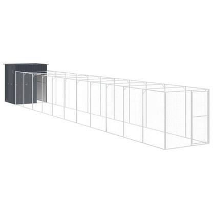Caseta Perros Con Corral Acero Galvanizado Gris 165x1271x181 Cm_0