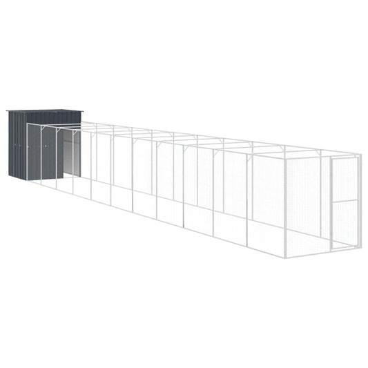 Caseta Perros Con Corral Acero Galvanizado Gris 165x1271x181 Cm_0
