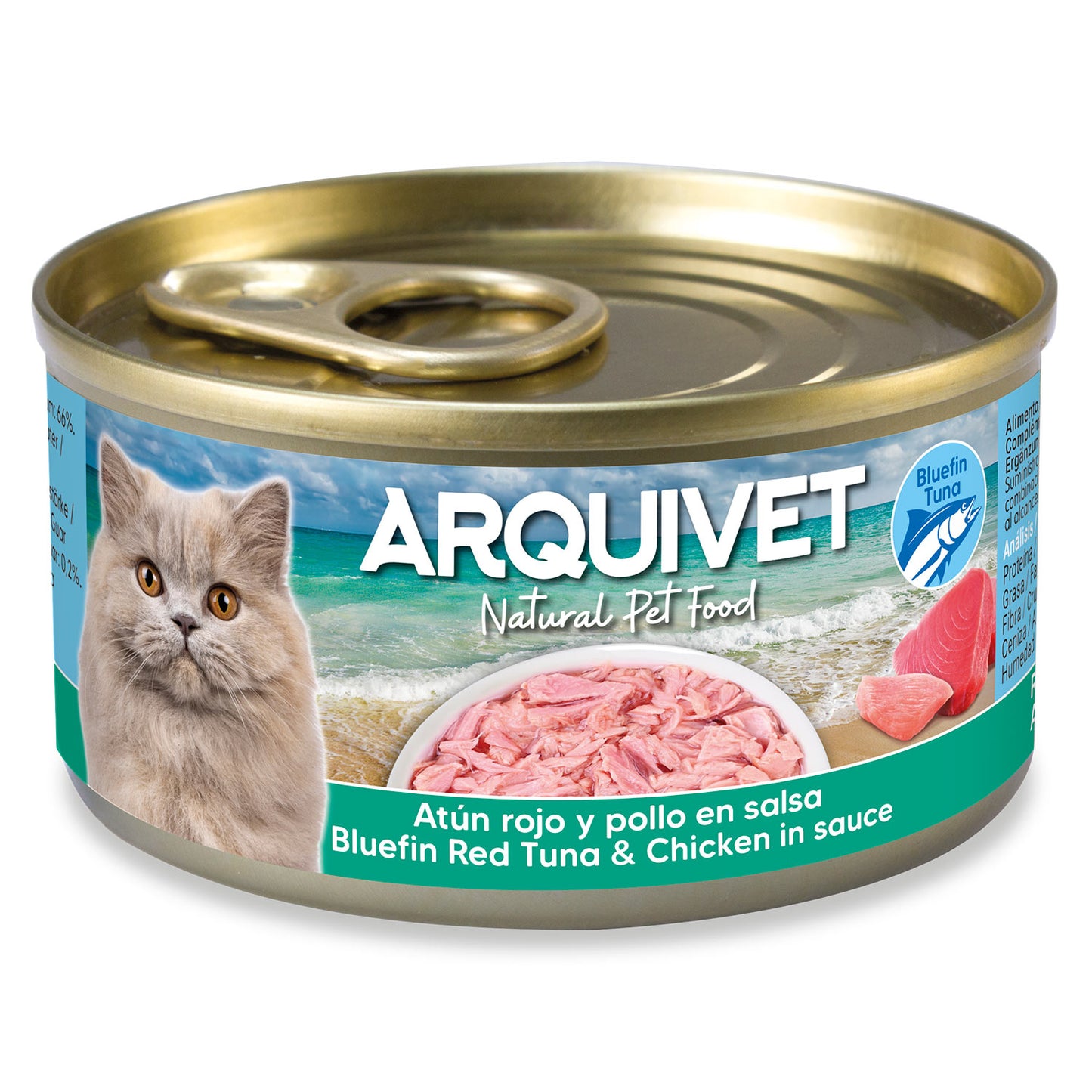Atum rabilho e frango em molho Arquivet 80 g Alimento húmido para gatos