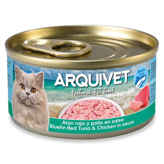 Atum rabilho e frango em molho Arquivet 80 g Alimento húmido para gatos
