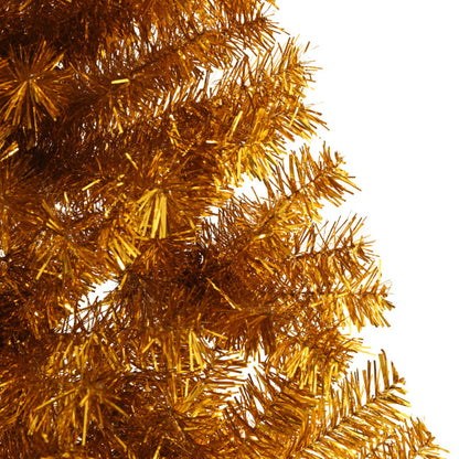 Vidaxl Medio Árbol De Navidad Artificial Con Soporte Pet Dorado 210 Cm_5
