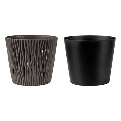 Vaso Duna com encaixe taupe D 19 x 17