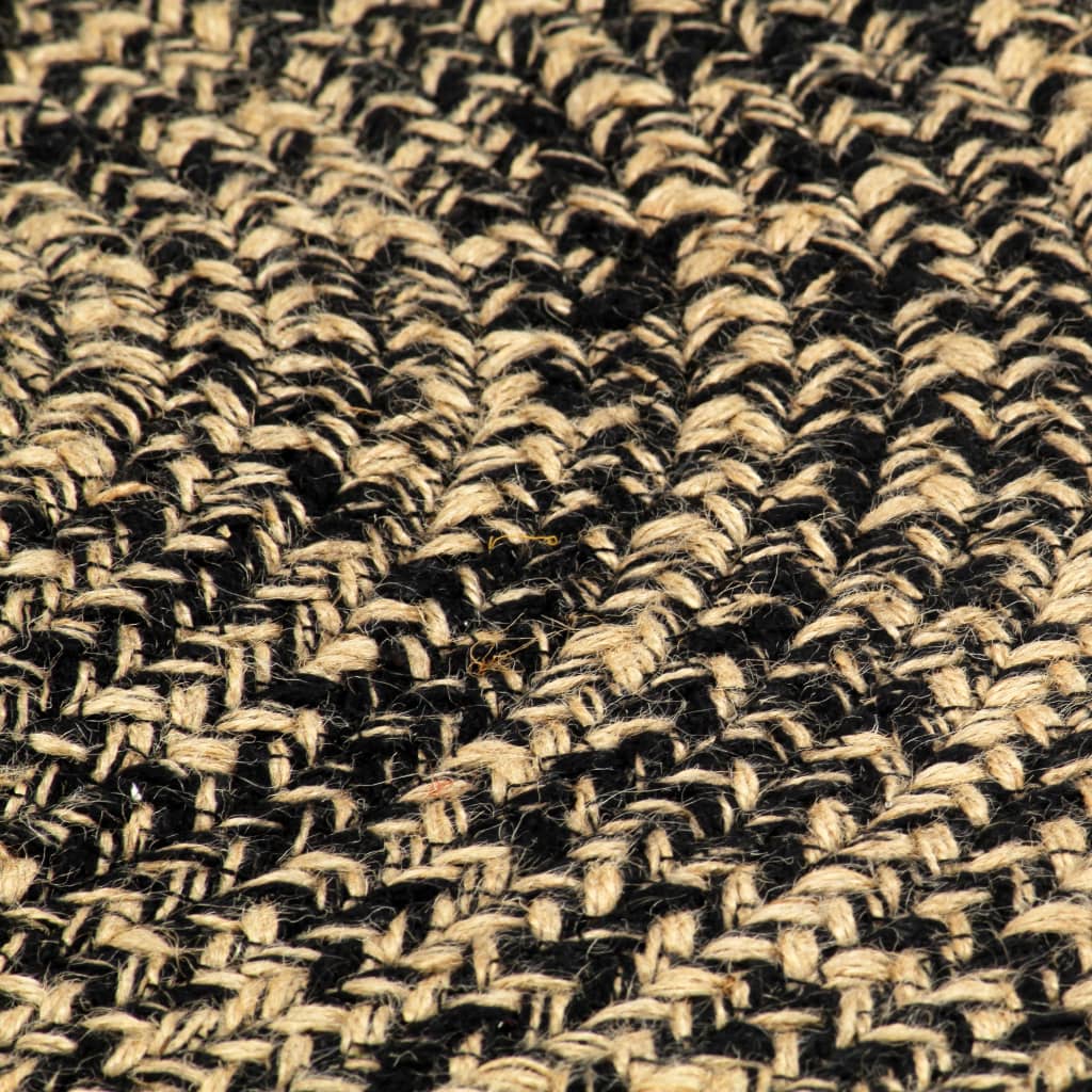 Alfombra Hecha A Mano De Yute Negra Y Natural 150 Cm / Vetonek_3