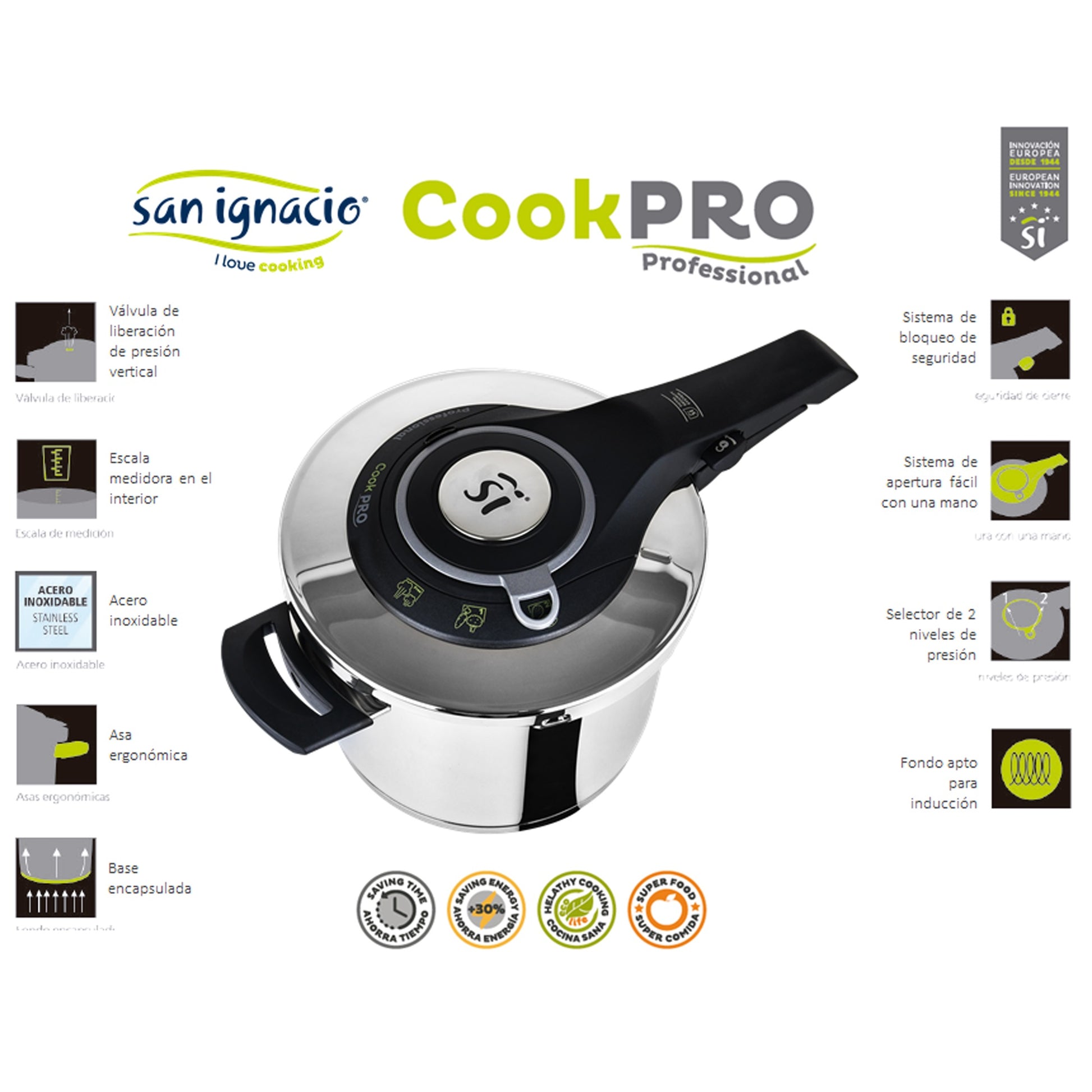 Olla A Presion 22 Cm 6 L Cookpro Acero Inoxidable_1
