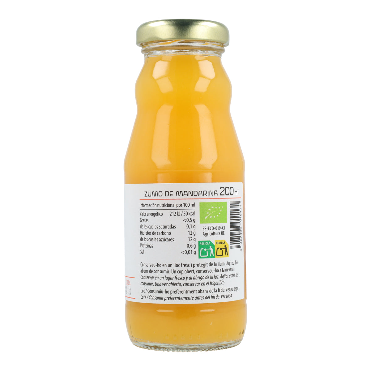 Sumo de tangerina orgânico Cal Valls 200 ml