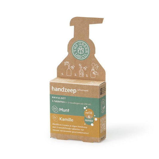 Conjunto de recarga de sabão líquido de camomila e menta (4 comprimidos) The Green Lab