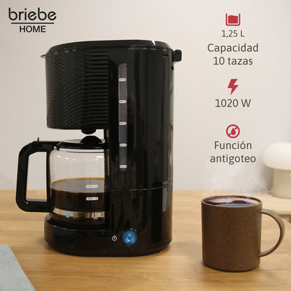 Briebe Elegance Set Tostador Pan Ranura Ancha 2 Rebanadas, Hervidor Agua Eléctrico 1,7l Cafetera 1,25l, Skt1178blk,negro_3