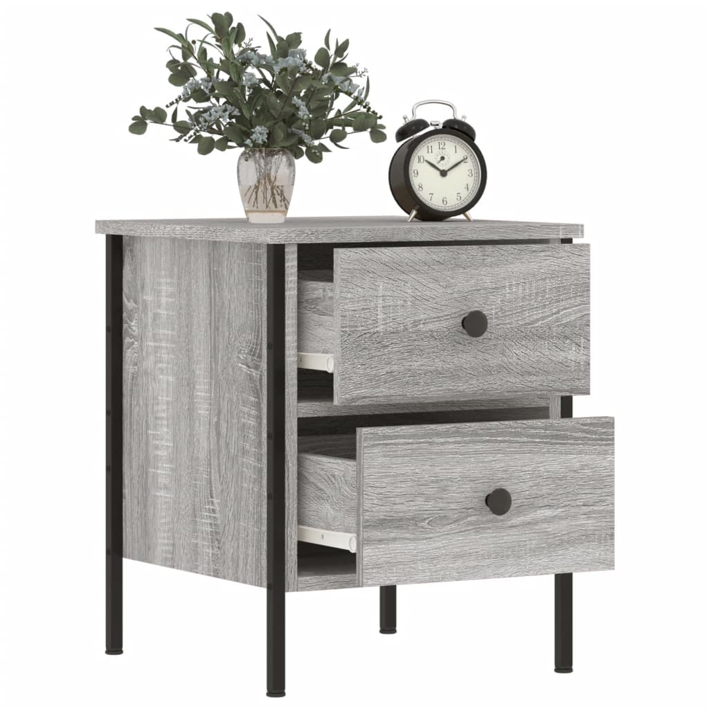 Mesita De Noche 2 Uds Madera Ingeniería Gris Sonoma 40x42x50 Cm_2