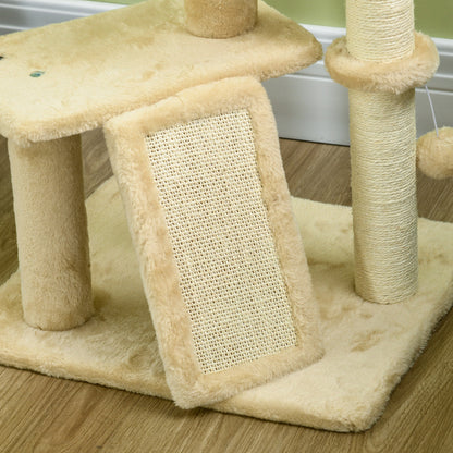 Pawhut Árbol Rascador Para Gatos De 116 Cm Con Postes Rampa 45x40x116 Cm Beige_3