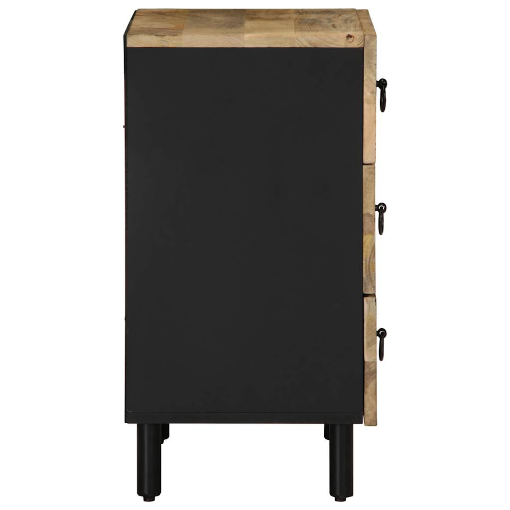 Mesita De Noche Madera Maciza De Mango Rugosa Negro 50x33x62 Cm_2