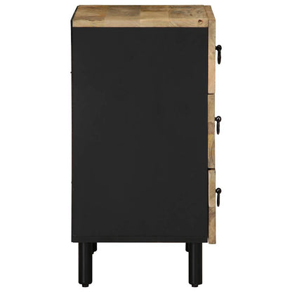 Mesita De Noche Madera Maciza De Mango Rugosa Negro 50x33x62 Cm_2