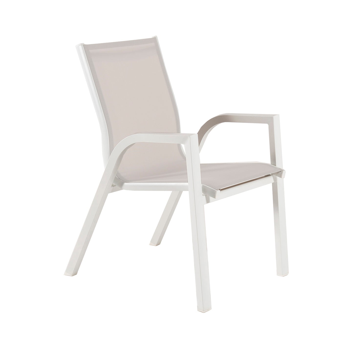 Sillón De Exterior, Tejido Textilene Beige, Aluminio Y Textilene, Color Blanco, Silla:90x66x56_0