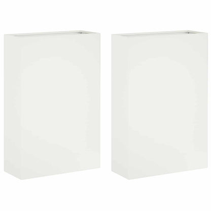 Macetero De Jardín 2 Uds. Blanco 50 X 20 X 75 Cm_0