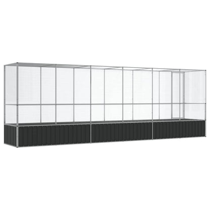 Vidaxl Pajarera Con Extensión De Acero Color Plateado 626,5x107x212 Cm_4