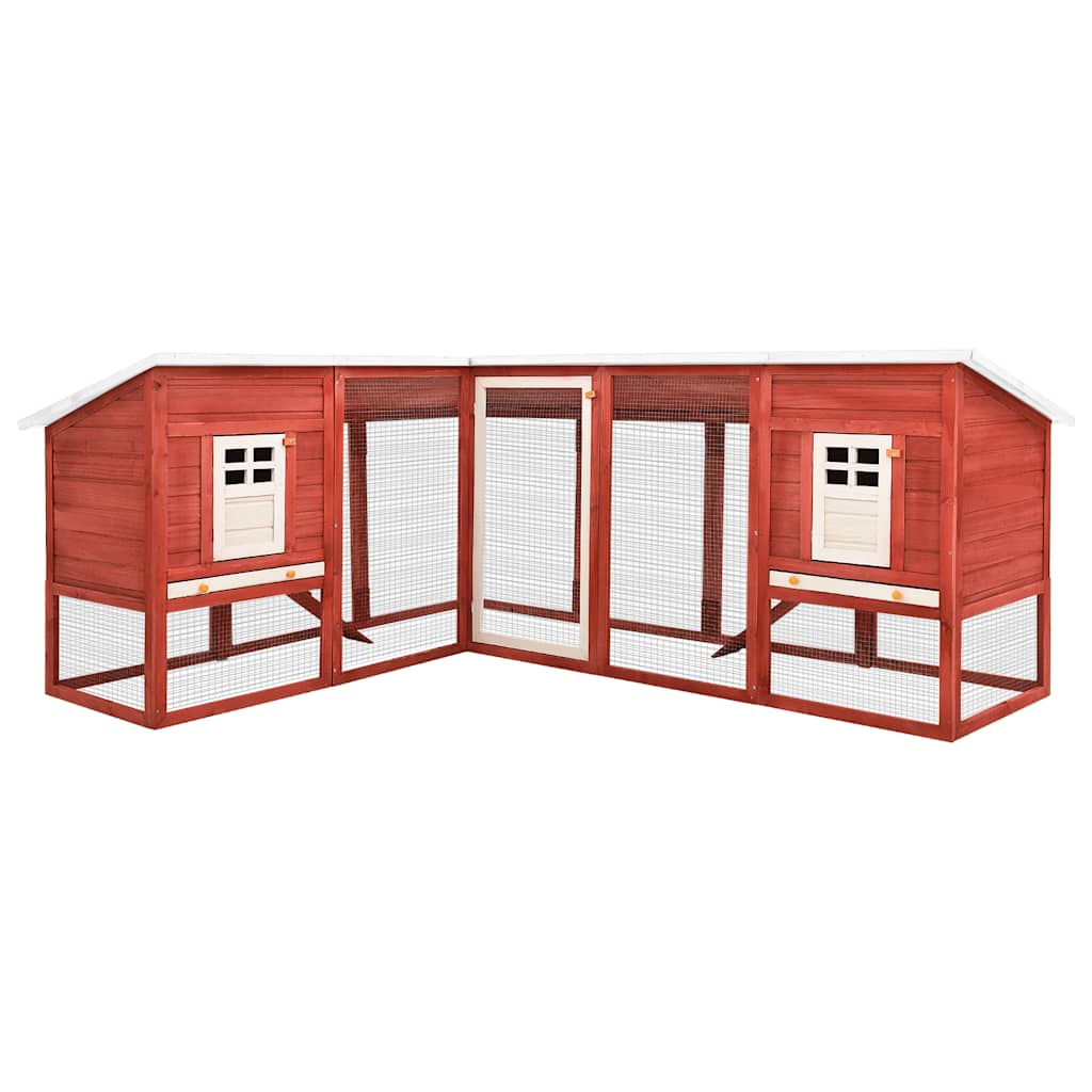 Conejera De Exterior Con Corredor Madera De Abeto Rojo Y Blanco_1