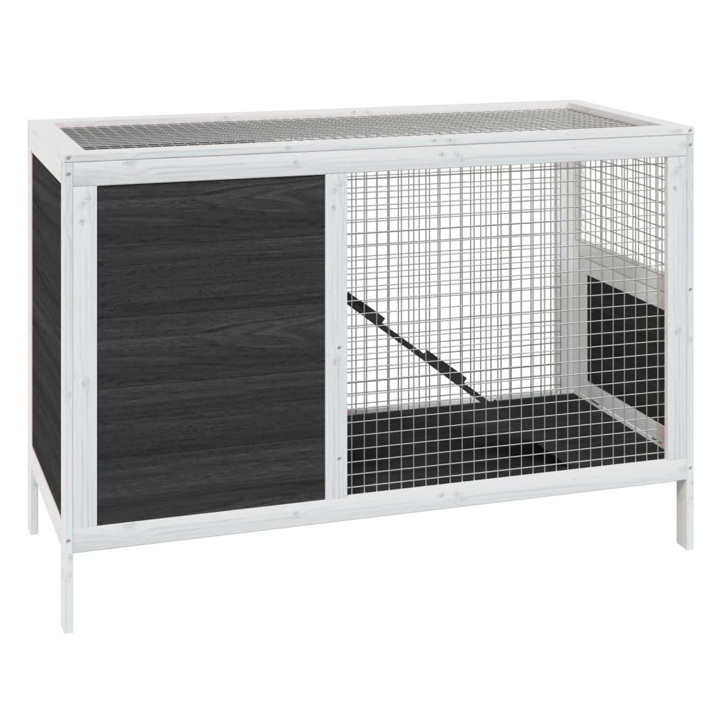 Vidaxl Conejera De Madera Maciza De Pino Gris 103x44x69,5 Cm_0