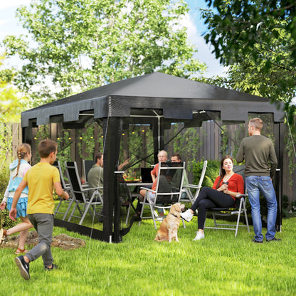 Outsunny Carpa De Jardín 4x3 M Con 4 Mosquiteras Laterales Gris Oscuro_3