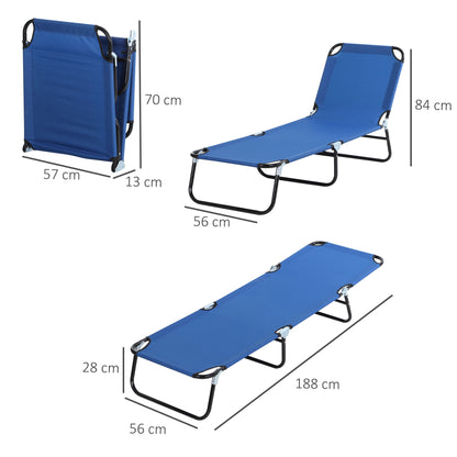 Outsunny Conjunto De 2 Tumbonas Plegables Con Respaldo 188x56x28 Cm Azul_2