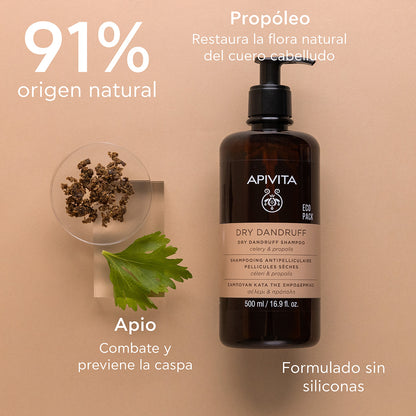 Ecopack Champô Anticaspa com Aipo e Própolis, APIVITA, 500 ml